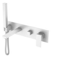 Смеситель для ванны и душа Boheme Qubic 474-2-MW, с душевым гарнитуром, цвет Matt White