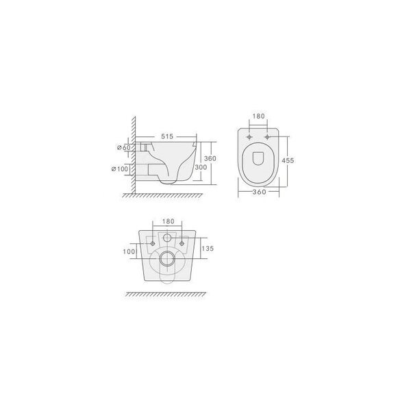 Унитаз подвесной Boheme Flow 969-SET-MW, безободковый, крышка микролифт, цвет белый