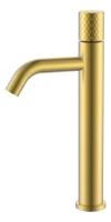 Смеситель для раковины Boheme Stick 122-MG, высокий, цвет золото матовое c ручкой Diamond