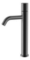 Смеситель для раковины Boheme Stick 122-GM, высокий, цвет графит Gun Metal c ручкой Diamond