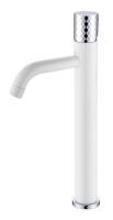 Смеситель Boheme Stick 122-WCR для раковины высокий, белый, хром (white diamond chrome)