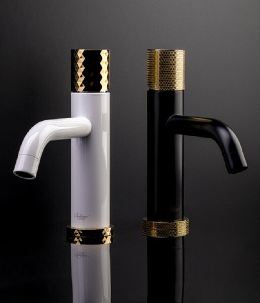 Смеситель для раковины Boheme Stick 121-WG, белый, золото (white diamond gold)