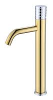 Смеситель Boheme Stick 122-GCR для раковины высокий, золото, хром (gold diamond chrome)