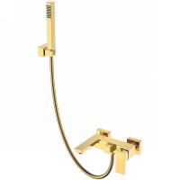 Смеситель для ванны и душа Boheme Qubic 473-G, цвет Shinny Gold