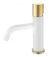 Смеситель для раковины Boheme Stick 121-WG.2, белый, золото (white touch gold)
