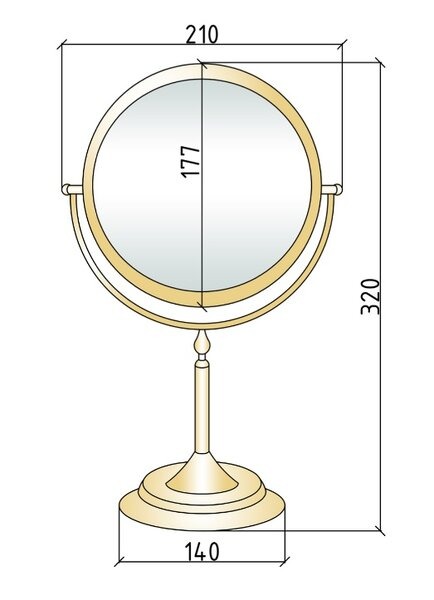 Зеркало Boheme Imperiale 504 21 см, двустороннее, с увеличением, золото