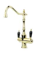 Смеситель для кухни Boheme Kitchen Tradizionale Oro 112-BLC с подключением к фильтру, цвет золото ручка керамика черная