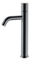 Смеситель для раковины Boheme Stick 122-SGM, высокий, цвет графит Shine Gun Metal c ручкой Diamond