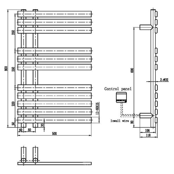 Полотенцесушитель электрический Boheme Venturo 80 x 50 см, Gun Metall, 723-GM