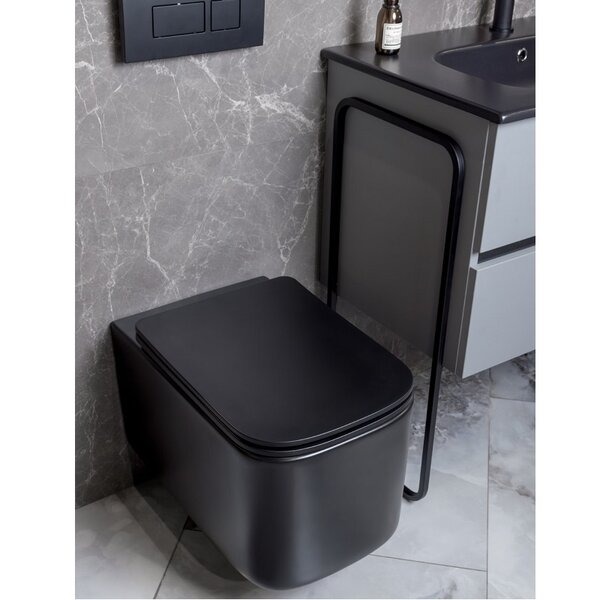 Унитаз подвесной Boheme Mane 970-SET-B, сиденье микролифт, цвет черный матовый