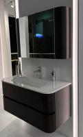 Ovale 2 полки 100см шпон + РАКОВИНА МОНОБЛОК ГЛЯНЦЕВАЯ БЕЛАЯ АКРИЛ OV0120100-100 вороненая сталь