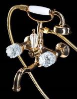 Смеситель для ванны Boheme Crystal 293-CRST, с душевым гарнитуром, золото