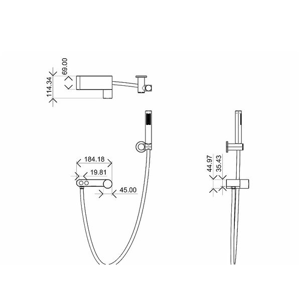 Смеситель Boheme Stick 123-BCR.2 для ванны и душа, с душевым гарнитуром, Black Touch chrome