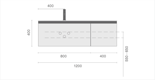 QUATRO 2 120см (80+40) тумба антрацит профиль антрацит с подсветкой 790-M2-120-A-A-LED антрацит