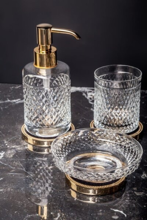 Стакан для зубных щеток Boheme Murano Cristal настольный, золото, 10218