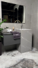 Раковина напольная Cube Corian 480*480*850 Grey base+white veins 802-GR