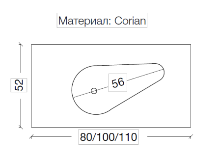 Столешница Corian Drop 101cm 858-100 белый