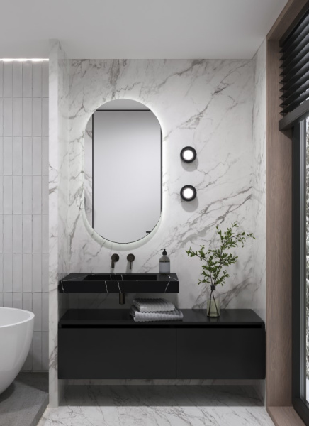 Столешница моноблок FLAT NERO MARQUINA (810*452*80) 859-080-NM