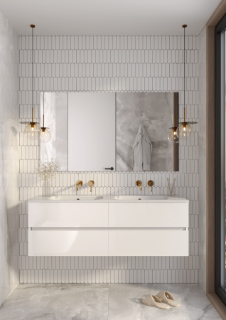 Тумба без раковины Vallessi 140*46cm Белый глянец 4 полки 837-140-W белый глянец
