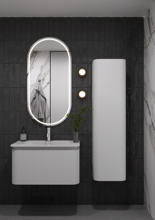 OVALE 1 полка 80CM БЕЛАЯ тумба + раковина OV0010100-080 белый