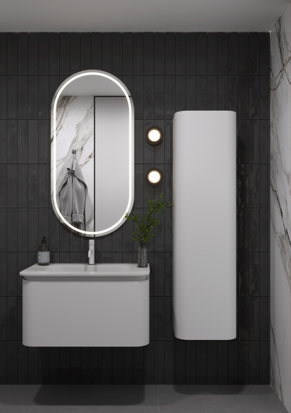 OVALE 1 полка 80CM БЕЛАЯ тумба + раковина OV0010100-080 белый