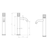Смеситель для раковины Boheme Stick 122-GM.2, высокий, цвет графит Gun Metal с ручкой Touch