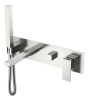 Смеситель для ванны и душа Boheme Qubic 474-2-NB, с душевым гарнитуром, цвет Brushed Nickel