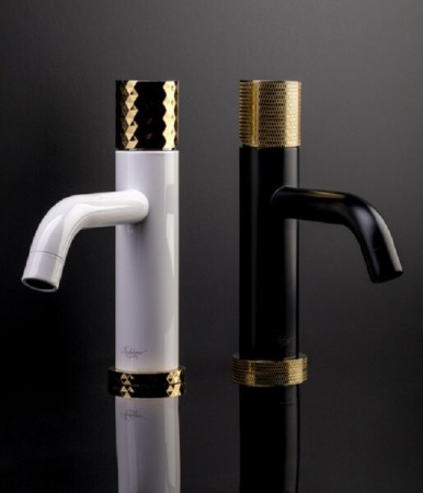 Смеситель для раковины Boheme Stick 121-WG, белый, золото (white diamond gold)
