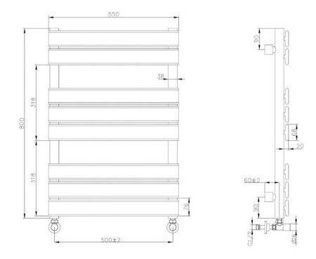 Полотенцесушитель водяной Boheme Venturo 720-G 80 x 50 см, ширина 55 см, высота 80 см, золото