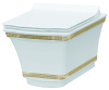 Унитаз подвесной безободковый Boheme Hermitage 951-G Gold с узором, белый, золото