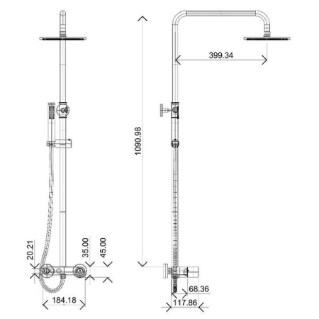 Душевая стойка Boheme Stick 128-BB, Matt black, с ручкой Diamond