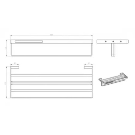 Полка для полотенец Boheme Q, 60 см, Shine Gun Metall, 10947-SGM