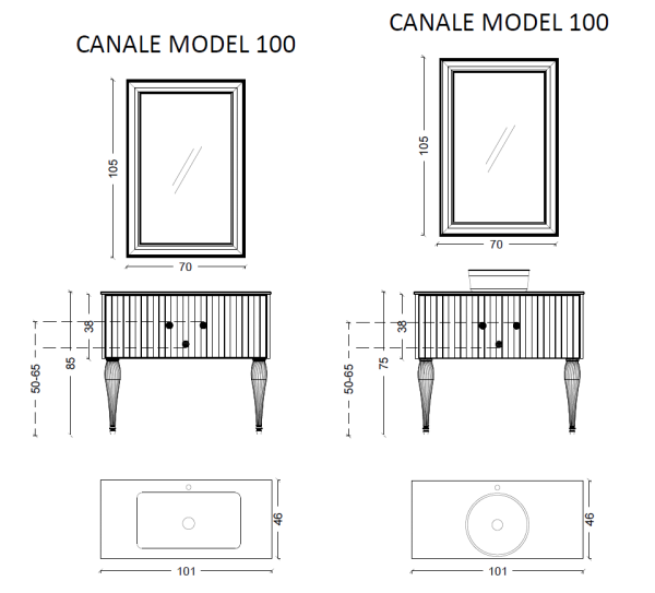 Тумба Armadi Art Canale 100 черная + Золото 843-100-BG черный