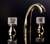 Смеситель для раковины на 3 отверстия Boheme Crystal 297-CRST, золото