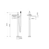 Смеситель Boheme Stick 129-GM.3 для ванны и душа, с душевым гарнитуром, gun metal