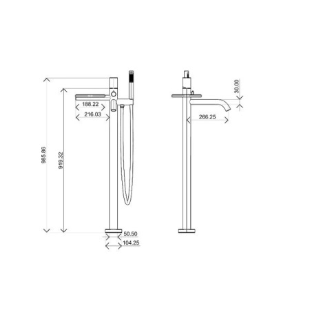Смеситель Boheme Stick 129-GM.3 для ванны и душа, с душевым гарнитуром, gun metal