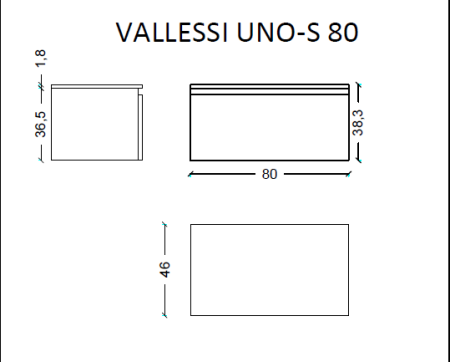 Ящик под столешницу 80см WHITE глянец Armadi Art Vallessi UNO-S 897-080-W белый глянец