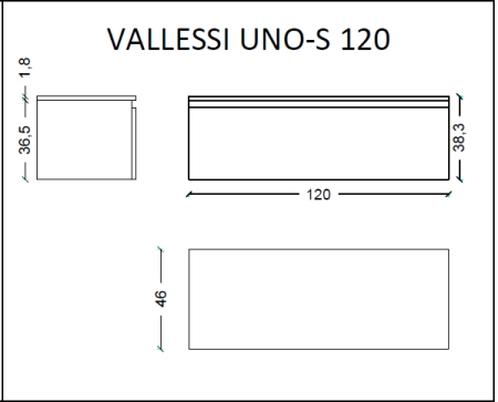 Ящик под столешницу 120см АНТРАЦИТ мат. Armadi Art Vallessi UNO-S 897-120-A mat антрацит