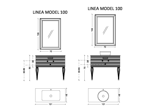 Тумба Armadi Art Linea 100 черная + золото 842-100-BG черный