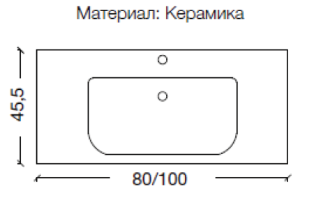 Столешница керамическая моноблок 100*43 5см 854-100 белый