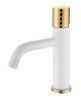 Смеситель для раковины Boheme Stick 121-WG, белый, золото (white diamond gold)
