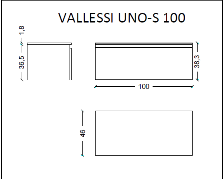 Ящик под столешницу 100см АНТРАЦИТ глянец Armadi Art Vallessi UNO-S 897-100-A glossy антрацит