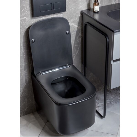 Унитаз подвесной Boheme Mane 970-SET-B, сиденье микролифт, цвет черный матовый