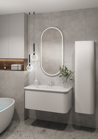 OVALE 1 полка рифленая 100CM БЕЛАЯ тумба + раковина OV1110100-100 белый