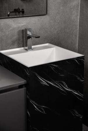 Раковина напольная Cube Corian 480*480*850 Nero Marquina 802-NM