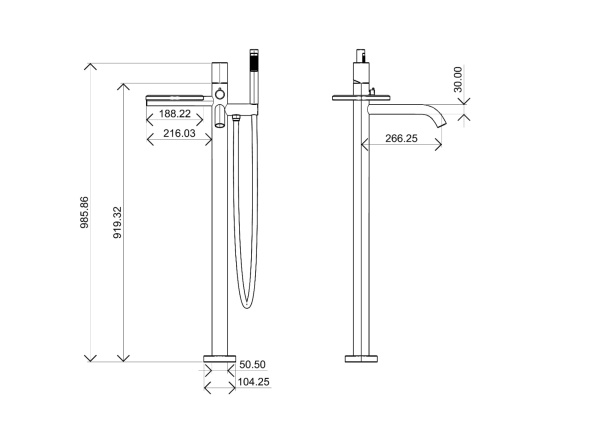 Смеситель напольный Boheme Stick ручка TOUCH 129-BRB.2 брашированная бронза