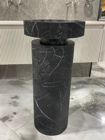 Пьедестал для раковины рифленый Corian 300*720 Nero Marquina 801-Base-Rib-NM