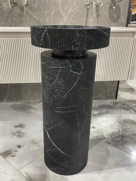 Пьедестал для раковины рифленый Corian 300*720 Nero Marquina 801-Base-Rib-NM