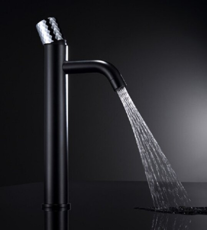 Смеситель Boheme Stick 122-BCR для раковины высокий, черный, (black diamond chrome)
